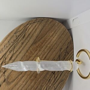 White 3 Spiral Selenite Wand 6"